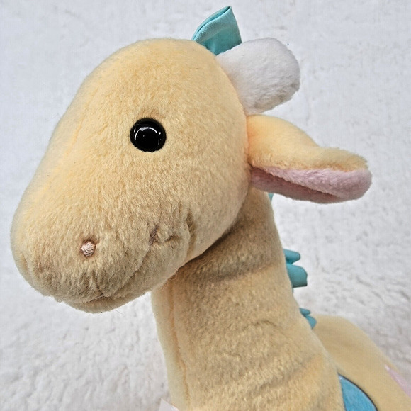 Eden Giraffe Plush Baby Yellow w Pink Blue Spots Yarn Tail Vtg Stuffed Animal - Picture 6 of 9